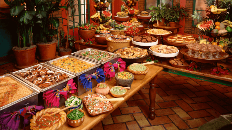 delicious mexican buffet served on tables