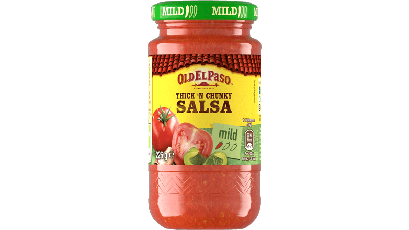 glass jar of Old El Paso's mild thick and chunky salsa (226g)