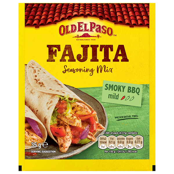 pack of Old El Paso's smoky BBQ fajita spice mix (35g)