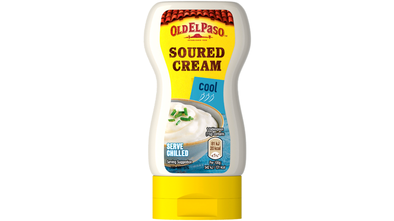 Squeezy bottle of Old El Paso's soured cream