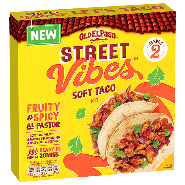 A pack of Old El Paso Street Vibes Barbacoa Soft Taco Kit 255g