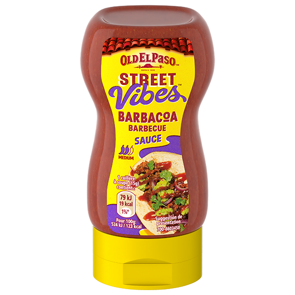 A bottle of Old El Paso Street Vibes Barbacoa Sauce 263g
