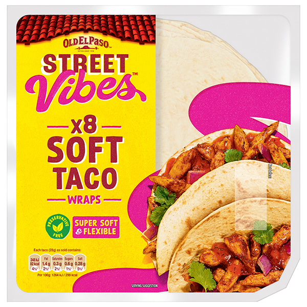 A packet of Old El Paso Street Vibes Soft Tacos 220g