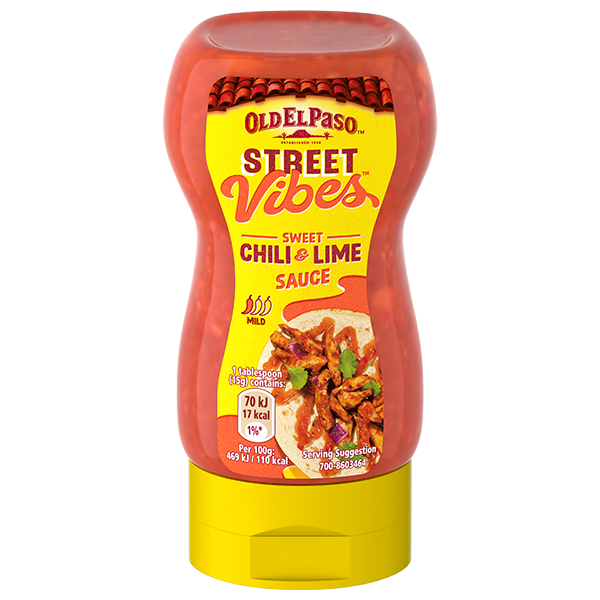 A bottle of Old El Paso Street Vibes Sweet Chili and Lime Sauce 255g
