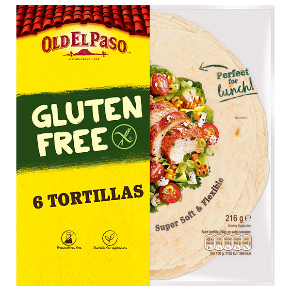 pack of Old El Paso's gluten free six large tortillas (216g)