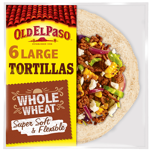 pack of Old El Paso's 6 large whole wheat tortillas (350g)