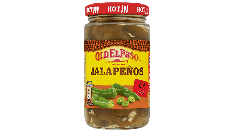 glass jar of Old El Paso's sliced green jalapeños (215g)