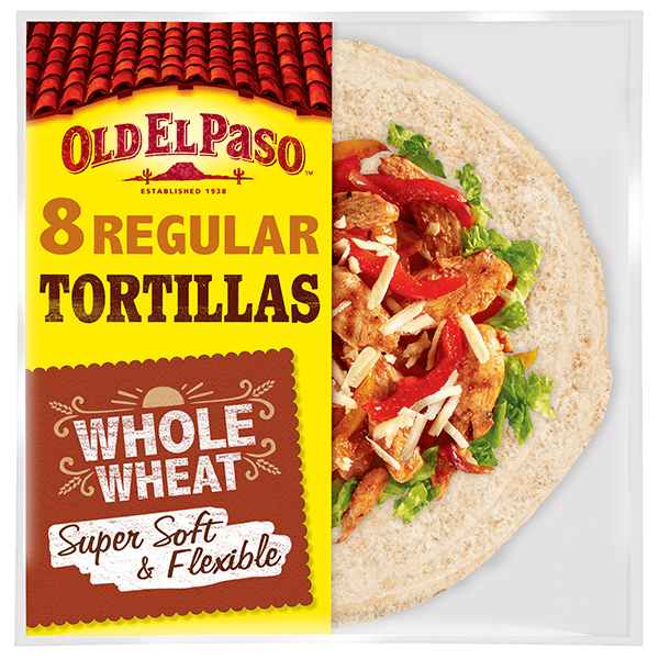 pack of Old El Paso's 8 regular whole wheat tortillas (326g)